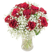 Upon encountering this bouquet, you feel instantly transported to a place of enduring romance and refined beauty, much like the unique corners of Clerkenwell itself. Around twelve deep crimson-red roses form the heart of the arrangement, each bloom a testament to passion and care, their petals unfolding in plush spirals and gleaming under gentle light. Embracing these roses, an abundance of delicate white baby's breath softens the whole, creating a sense of airiness and innocence. The clear glass vase reveals the vibrant green stems beneath, grounding the lush florals in natural simple elegance-echoing the fresh markets and artistic flair of Clerkenwell's nearby squares. The scent is captivating yet understated: a blend of rich rose fragrance with the subtle sweetness of Gypsophila, evoking memories of sunlit gardens hidden behind Georgian terraces. Carefully composed by a local florist, this bouquet is ideal for anniversaries, birthdays, or sending a message of admiration within EC1-its timeless charm promises to brighten any moment and uplift the spirit, embodying Clerkenwell's creative and romantic soul.