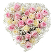Capturing the heartfelt spirit of Clerkenwell, this lavish heart-shaped bouquet features an artful medley of around 30 to 35 pink and cream roses, each rose carefully selected for its finessed bloom and soft, velvety texture. Arranged by local floral experts, the roses embrace gentle shades ranging from the lightest blush to a sophisticated creamy white, some with petals tinged faintly with buttery yellow. Nestled between them are generous sprays of tiny, cloud-like baby's breath, their delicate silhouettes creating a luminous border and lending a sense of softness and tranquillity-evocative of Clerkenwell's leafy side streets and hidden courtyards. Each rose unfurls with quiet elegance, the harmoniously structured heart form expressing love, reverence, and enduring affection. Against a pure white background, the design feels fresh and uplifting, accentuating the pastel palette and capturing the fleeting grace of the flowers in perfect balance. Whether gifted to honour an anniversary, express gratitude, or offer solace at a meaningful local tribute, this bouquet conveys more than words-a touch of comfort, romance, and warmth, delivered with genuine care from the heart of Clerkenwell by devoted florists who understand the beauty of connection and remembrance.