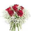 Gently cradled against a radiant white backdrop that recalls Clerkenwell's airy studios, this hand-tied bouquet is a study in both romance and precision. Nestled at the heart, six velvety red roses unfurl, each blossom rich with layered, spiraling petals that glimmer like glass under morning sun streaming through Smithfield arches. Surrounding the signature blooms, a luxuriant cushion of feathery white baby's breath creates an enchanting haze-tiny flowers gathered in abundance, softening the boldness of the crimson roses while framing them in a gentle embrace. The interplay of the passionate reds and pure whites delivers a striking, harmonious visual rhythm, echoing the balance of old and new that characterises Clerkenwell's streets. Beneath the artistry of the floral crown, a tidy bundle of vibrant green stems splits the light, testifying to freshness and skilled hands found just off Exmouth Market. Perfectly composed to express deep affection-be it for an anniversary, a milestone celebration, or to brighten an elegant local home-this bouquet radiates timeless elegance and quiet sophistication. A subtle fragrance lingers in the air, adding to the feeling that, with each delivery across Clerkenwell, this floral arrangement brings not just flowers, but a gesture of sincere emotion and a touch of London charm.